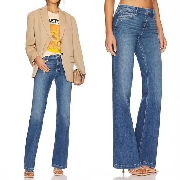 Paige Sabine Wide Leg Jeans Size 27 Shea Distressed Blue High Rise Flare Denim - Picture 12 of 12